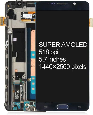 A-MIND لهاتف Samsung Galaxy Note 5 N920 SM-N920A N920i N920P N920T N920V 5.7 بوصة مجموعة استبدال مجموعة شاشة LCD تعمل باللمس مع إطار، واقي شاشة + أدوات (أزرق مع إطار) in Kuwait