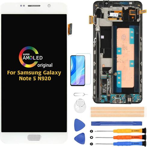 A-MIND لهاتف Samsung Galaxy Note 5 N920 SM-N920A N920i N920P N920T N920V 5.7 بوصة مجموعة استبدال مجموعة شاشة LCD تعمل باللمس مع إطار، واقي شاشة + أدوات (أزرق مع إطار) in Kuwait