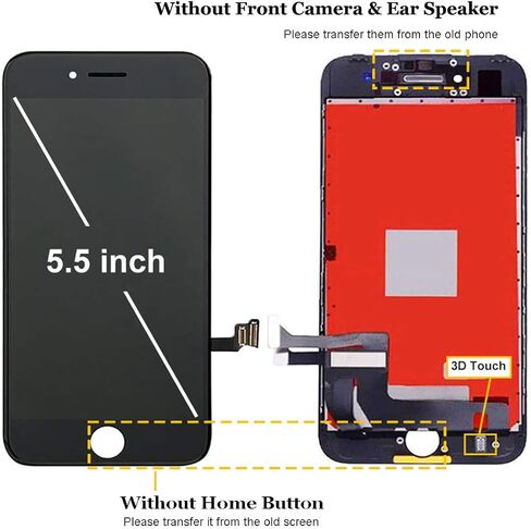 متوافق مع شاشة iPhone 8 Plus البديلة مقاس 5.5 بوصة، شاشة رقمية LCD لتجميع A1897 A1864 مع مجموعة أدوات إصلاح (شاشة لهاتف iPhone 8 Plus أسود) in Kuwait
