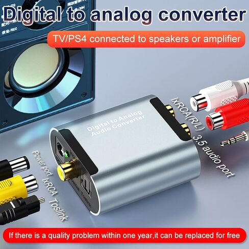 RIIPOO Digital to Analog Audio Converter - DAC Support Digital SPDIF Optical Input to Analog L/R RCA Output Converter Toslink Optical to L/R Audio Adapter for PS3, HD DVD, PS4, Amp, Apple TV in Saudi Arabia