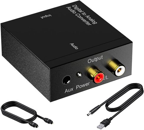 RIIPOO Digital to Analog Audio Converter - DAC Support Digital SPDIF Optical Input to Analog L/R RCA Output Converter Toslink Optical to L/R Audio Adapter for PS3, HD DVD, PS4, Amp, Apple TV in Saudi Arabia