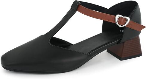 starmerx Women's Plus-Size Square Toe T-Strap Mary Jane Heels Larger Sizes Chunky Ankle Strap Buckle Pumps Comfortable Dress Shoes Size 12 13 14 15 US in Saudi Arabia