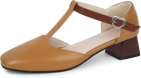 starmerx Women's Plus-Size Square Toe T-Strap Mary Jane Heels Larger Sizes Chunky Ankle Strap Buckle Pumps Comfortable Dress Shoes Size 12 13 14 15 US in Saudi Arabia