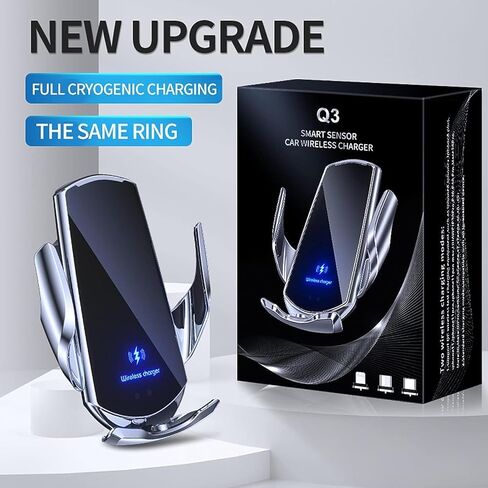 Wireless Automatic Car Charger Phone Holder 15W Air Vent Phone Holder iOS Android Compatiblee Charging (Golden Q3) in Saudi Arabia