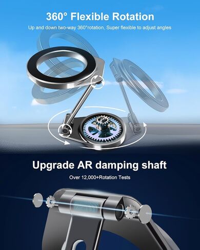 Magnetic Phone Holder for Car，[All-Metal] Foldable Magnetic Phone Holder for Car, 360° Rotation Car Mount Strong Magnets Car Phone Holder Fits iPhone 15 14 13 12 Pro Max All Smartphones in Saudi Arabia