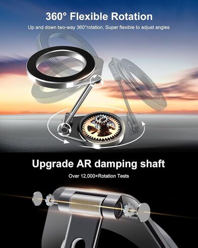 Magnetic Phone Holder for Car，[All-Metal] Foldable Magnetic Phone Holder for Car, 360° Rotation Car Mount Strong Magnets Car Phone Holder Fits iPhone 15 14 13 12 Pro Max All Smartphones in Saudi Arabia