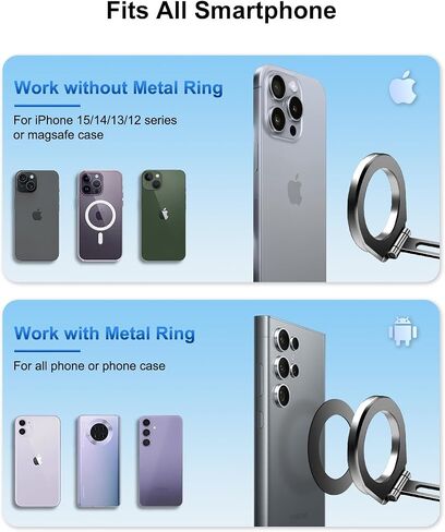 Magnetic Phone Holder for Car，[All-Metal] Foldable Magnetic Phone Holder for Car, 360° Rotation Car Mount Strong Magnets Car Phone Holder Fits iPhone 15 14 13 12 Pro Max All Smartphones in Saudi Arabia