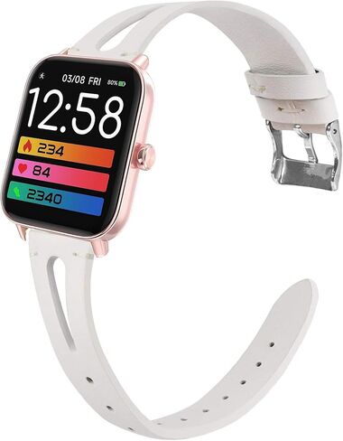 IDW13,IDW16,IDW19 Smartwatch Bands, Lamshaw Slim Vintage Leather Strap Replacement Compatible for TOOBUR,TEMINICE,VRPEFIT,Konitee,Gydom,Faweio IDW13 Watch / Woneligo W3 / TOOBUR,Faweio IDW16 Watch / Quican W16 Watch / MILOUZ,Amzhero,A-TGTGA,TOOBUR IDW19 W in Saudi Arabia