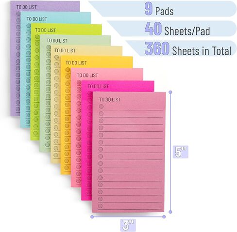 Mr. Pen- to Do List Sticky Notes, 3"x4", 360 Sheets, Assorted Colors to Do List Notepad, Lined Sticky Notes, to Do List Planner, Daily to Do List Notepad, to Do Notepad, Todo List Notepad in Kuwait