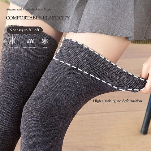 Black Knee High Tall Socks,Thin Thigh High Socks,Suitable for all Aeasons Comfortable and Soft Knitted Thin Style,Leg Warmers for Women Winter,Suitable for all seasons in Saudi Arabia
