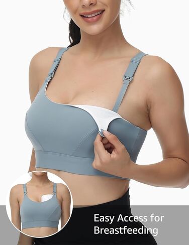 HOFISH Nursing Sports Bra Racerback Maternity Bras with Extra Support for Breastfeeding Seamless Design for Gravida Women Blue XL in Saudi Arabia
