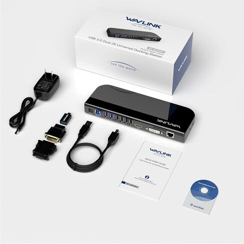 WAVLINK DisplayLink USB 3.0 Universal Laptop Docking Station Dual Monitor with HDMI and HDMI/DVI/VGA, Gigabit Ethernet, Audio, 6 USB Ports for Windows Mac ChromeOS Ubuntu in Saudi Arabia