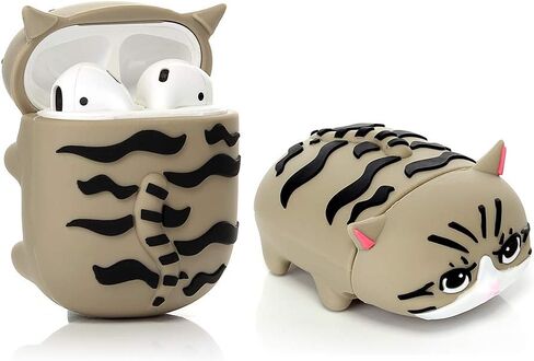 Silicone Case Compatible for Apple Airpods with Funny Cute Cover [Cute Pet Design](Cat Grey) in Saudi Arabia
