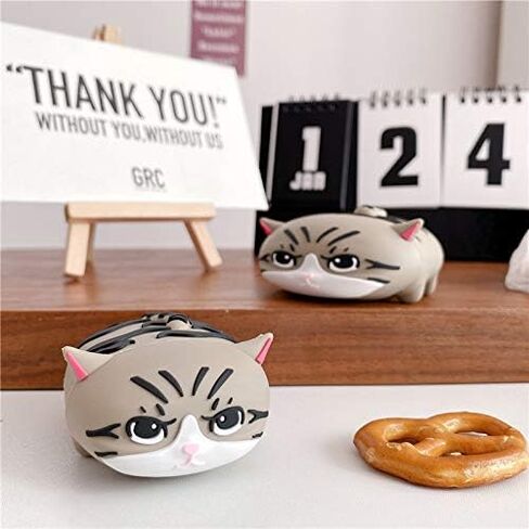 Silicone Case Compatible for Apple Airpods with Funny Cute Cover [Cute Pet Design](Cat Grey) in Saudi Arabia