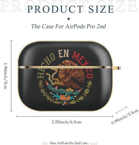 Made in Mexico Eagle AirPods Pro 2nd Generation Case 2022 Cute Printed Design Airpods Pro 2 Case Shockproof Protective Hard Cover for Girls Women Men with Keychain for Airpods Pro 2nd Gen Gold in Saudi Arabia