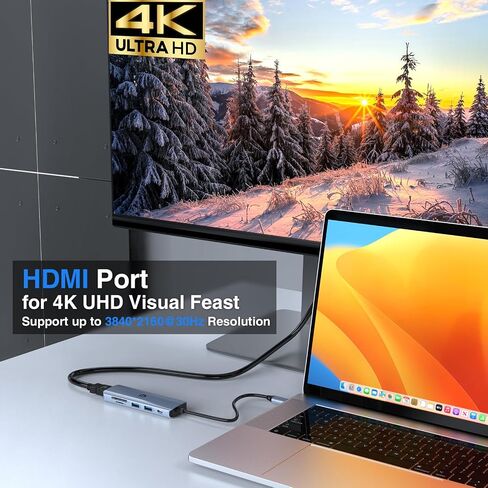 USB C Hub by Tymyp, 6 in 1 Multiport Adapter, 4K HDMI, 100W PD, 3 x USB 3.0, SD/TF Card Reader for Laptops and Smartphones, Compatible for USB C Laptops Dell/HP/Surface and More in Saudi Arabia