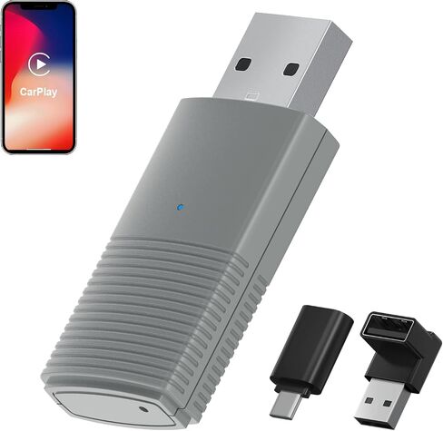 DRERYRIT Wireless CarPlay Adapter for iPhone iOS 10+, Small Wireless Car Play Dongle Converts Wired to Wireless for Factory Wired CarPlay Cars from 2016, Plug & Play, Online Update (Black) in Saudi Arabia