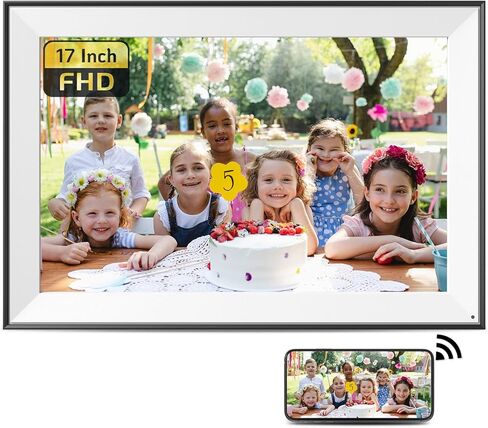 NexFoto 16.2 بوصة 32 جيجابايت واي فاي إطار صورة رقمي كبير للغاية إطار صور رقمي ذكي مع شاشة لمس HD IPS، جهاز تحكم عن بعد، تدوير تلقائي، مشاركة الصور والفيديو عبر التطبيق والبريد الإلكتروني، هدية للأجداد in Kuwait