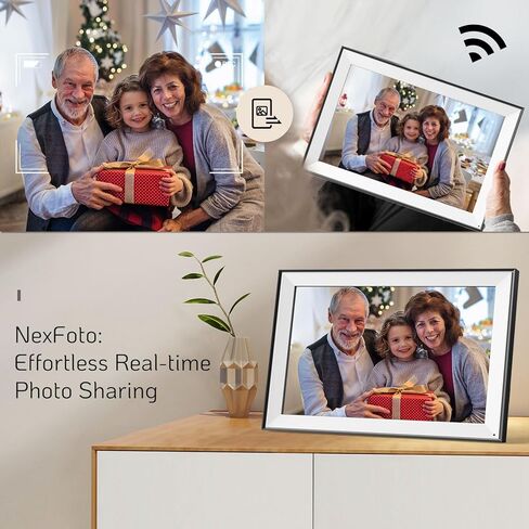 NexFoto 16.2 بوصة 32 جيجابايت واي فاي إطار صورة رقمي كبير للغاية إطار صور رقمي ذكي مع شاشة لمس HD IPS، جهاز تحكم عن بعد، تدوير تلقائي، مشاركة الصور والفيديو عبر التطبيق والبريد الإلكتروني، هدية للأجداد in Kuwait