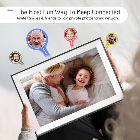 NexFoto 16.2 بوصة 32 جيجابايت واي فاي إطار صورة رقمي كبير للغاية إطار صور رقمي ذكي مع شاشة لمس HD IPS، جهاز تحكم عن بعد، تدوير تلقائي، مشاركة الصور والفيديو عبر التطبيق والبريد الإلكتروني، هدية للأجداد in Kuwait