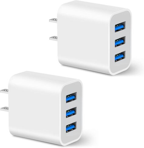 قابس USB، 2 حزمة 15 وات 3 منافذ USB شاحن حائط Amoner 2023 ترقية شاحن USB كتلة iPhone Cube محول لـ iPhone 14 13 12 11 X SE XS 8 Galaxy S22 S21 S20 Android in Kuwait