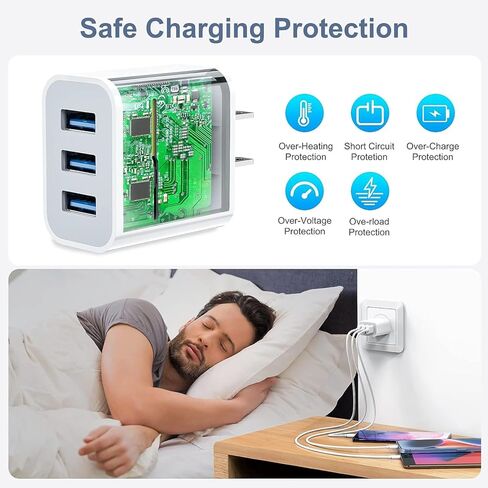 قابس USB، 2 حزمة 15 وات 3 منافذ USB شاحن حائط Amoner 2023 ترقية شاحن USB كتلة iPhone Cube محول لـ iPhone 14 13 12 11 X SE XS 8 Galaxy S22 S21 S20 Android in Kuwait