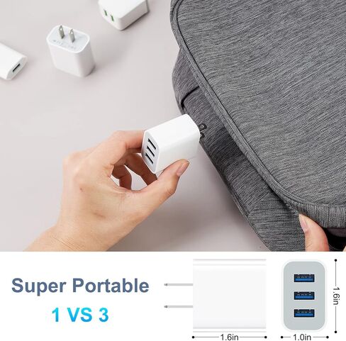 قابس USB، 2 حزمة 15 وات 3 منافذ USB شاحن حائط Amoner 2023 ترقية شاحن USB كتلة iPhone Cube محول لـ iPhone 14 13 12 11 X SE XS 8 Galaxy S22 S21 S20 Android in Kuwait