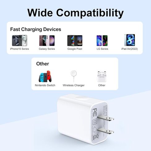 كتلة شاحن USB C لهاتف Google Pixel 9 Pro/9/8a/7 Pro/7,20W، قابس محول طاقة مكعب من الطوب لهاتف Samsung Galaxy S24 Ultra/S23 FE/S23/S22، A55/A15/A14، iPhone 15/14 /13/12/11/XS-مع كابل USB in Kuwait