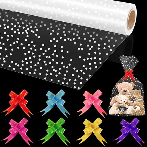 Cellophane Wrap Roll 15.7''x100ft, Clear Wrapping Paper to Wrap Gift Baskets, 2.5 Mil Thick Transparente Cellophane Plastic Wrap for Gifts, Baskets, Flowers, Food in Saudi Arabia