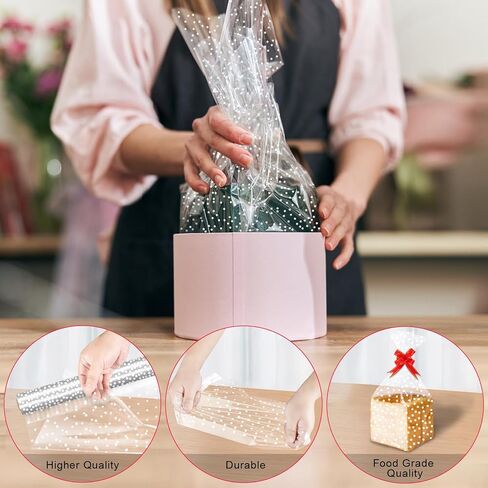 Cellophane Wrap Roll 15.7''x100ft, Clear Wrapping Paper to Wrap Gift Baskets, 2.5 Mil Thick Transparente Cellophane Plastic Wrap for Gifts, Baskets, Flowers, Food in Saudi Arabia