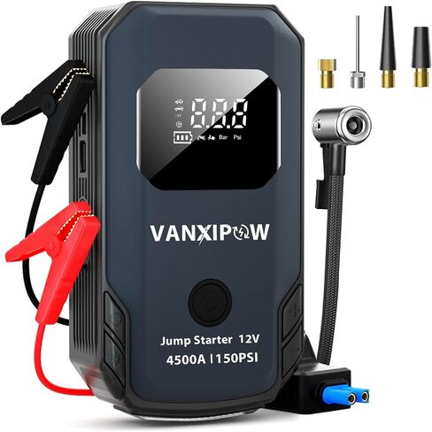 Z8 4500A Portable Car Battery Jump Starter with Air Compressor 150PSI (9.0 L Gas/8.0L Diesel), Jump Starter Battery Pack with 400 Lm LED Light, 12V Jump Box with Large LED Display, Power Bank in Saudi Arabia