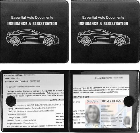 Augeny 2PCS Car Registration and Insurance Holder, Auto Essential Glove Box Organizer for Driver License Document, Vehicle Paperwork Case Wallet with Closure for Men Women(Blue Flag, Red) in Saudi Arabia
