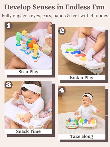 كرسي هزاز للأطفال 4 في 1 من كودو بيبي، مقعد هزاز محمول بعجلات قابلة للإزالة، 3 مستويات ميل للرضع حتى وزن 29 رطل، من 0 إلى 24 شهرًا، مع بيانو قابل للفصل وصينية تغذية وقضيب لعب. للجنسين - أزرق in Kuwait