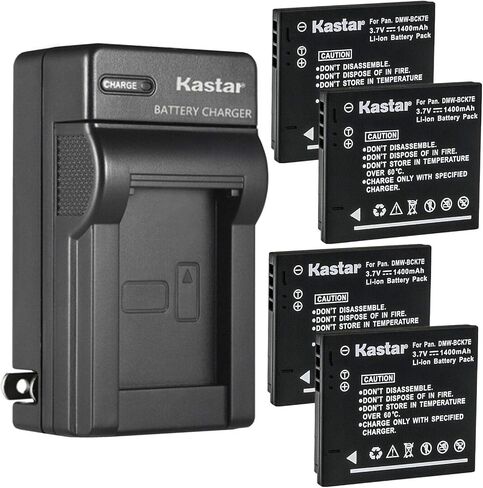 Kastar 4-Pack Battery and AC Wall Charger Replacement for Panasonic Lumix DMC-FX80, Lumix DMC-FX90, Lumix DMC-S1, Lumix DMC-S2, Lumix DMC-S3, Lumix DMC-S5, Lumix DMC-SZ02, Lumix DMC-SZ1 Camera in Saudi Arabia