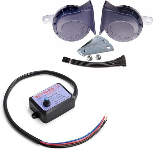 FARBIN Loud Car Horn with 12-Tone Controller 12v Motorcycle Horns High Tone/Low Tone Metal Twin Horns Kit with Protective Grill Universal Electric Horns for Truck Car Motorcycle in Kuwait