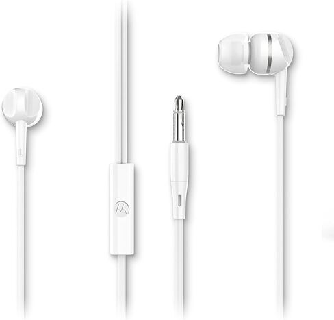 Motorola Wired Earbuds with Microphone - Earbuds 105 Corded in-Ear Headphones, Control Button for Calls/Music, Comfortable Lightweight Easy-Grip Ear Buds, Clear Bass Sound, Noise Isolation - Black in Saudi Arabia