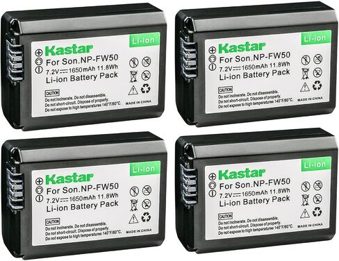 Kastar 4-Pack NP-FW50 استبدال بطارية لسوني a6000، ILCE-6100، alpha α6100، a6100، ILCE-6300، alpha α6300، a6300، ILCE-6400، alpha α6400، a6400، ILCE-6500، alpha α6500، a6500، ILCE -7 كاميرا in Saudi Arabia