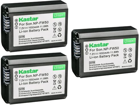Kastar 4-Pack NP-FW50 استبدال بطارية لسوني a6000، ILCE-6100، alpha α6100، a6100، ILCE-6300، alpha α6300، a6300، ILCE-6400، alpha α6400، a6400، ILCE-6500، alpha α6500، a6500، ILCE -7 كاميرا in Saudi Arabia