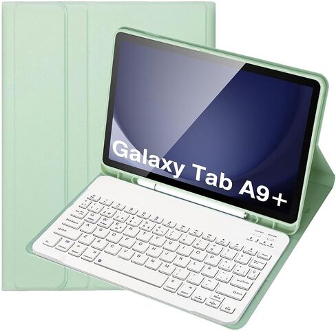 حافظة لوحة مفاتيح لجهاز Samsung Galaxy Tab A9+ Plus مقاس 11 بوصة 2023، لوحة مفاتيح إسبانية قابلة للفصل مع حامل أقلام لجهاز SM-X210/X216/X218، أسود in Kuwait
