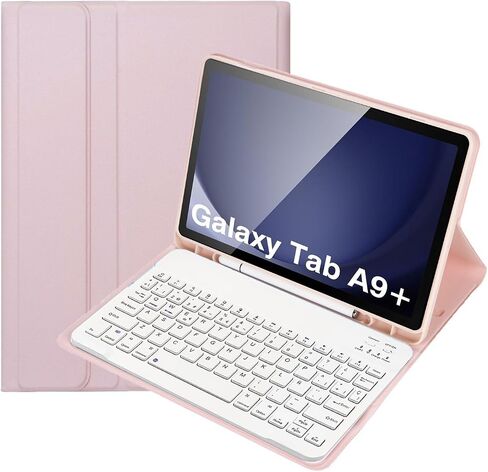 حافظة لوحة مفاتيح لجهاز Samsung Galaxy Tab A9+ Plus مقاس 11 بوصة 2023، لوحة مفاتيح إسبانية قابلة للفصل مع حامل أقلام لجهاز SM-X210/X216/X218، أسود in Kuwait