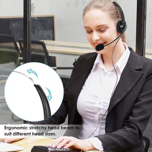 SOONHUA 6.3oz سماعة رأس USB سلكية خفيفة الوزن، سماعات رأس خفيفة الوزن لمركز الاتصال مع ميكروفون، سماعة USB مع ميكروفون لإلغاء الضوضاء لمركز الاتصال بسطح المكتب للكمبيوتر المحمول in Kuwait