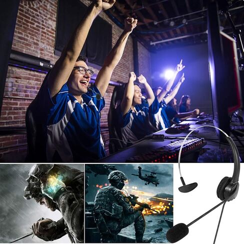 SOONHUA 6.3oz سماعة رأس USB سلكية خفيفة الوزن، سماعات رأس خفيفة الوزن لمركز الاتصال مع ميكروفون، سماعة USB مع ميكروفون لإلغاء الضوضاء لمركز الاتصال بسطح المكتب للكمبيوتر المحمول in Kuwait