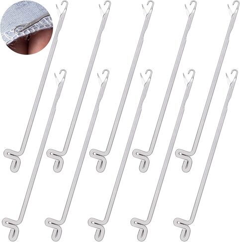 PAGOW 10 Pcs Latch Hook, Serging Crochet Hook Sewing Needles, Metal Snag Repair Tool for DIY Knitting Weaving Revamping Darning Threading Jewelry Making in Kuwait