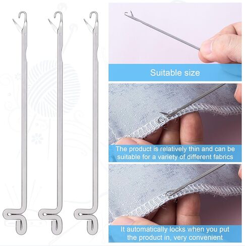 PAGOW 10 Pcs Latch Hook, Serging Crochet Hook Sewing Needles, Metal Snag Repair Tool for DIY Knitting Weaving Revamping Darning Threading Jewelry Making in Kuwait