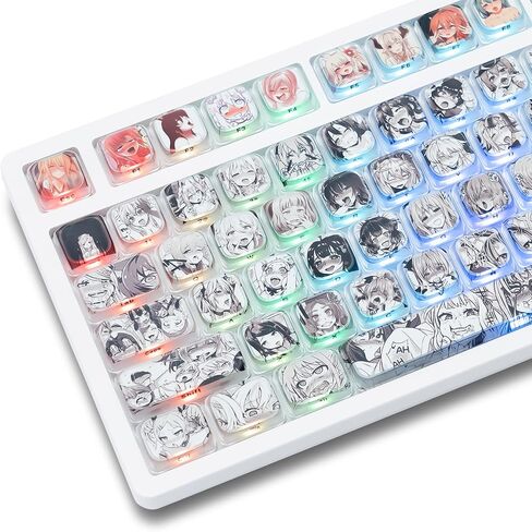 GMKWTL PBT Anime Keycaps 108 Keys, XVX Japanese Custom Backlit Keycaps, OEM Profile Keycaps for 61/87/104/108 Cherry Gateron MX Switches Mechanical Keyboard (Black Anime) in Saudi Arabia