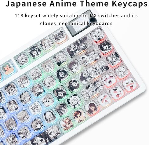 GMKWTL PBT Anime Keycaps 108 Keys, XVX Japanese Custom Backlit Keycaps, OEM Profile Keycaps for 61/87/104/108 Cherry Gateron MX Switches Mechanical Keyboard (Black Anime) in Saudi Arabia