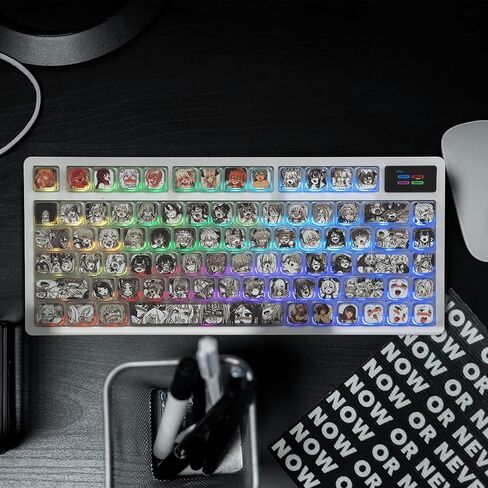 GMKWTL PBT Anime Keycaps 108 Keys, XVX Japanese Custom Backlit Keycaps, OEM Profile Keycaps for 61/87/104/108 Cherry Gateron MX Switches Mechanical Keyboard (Black Anime) in Saudi Arabia