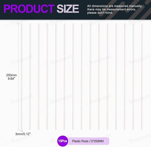 Swpeet 15Pcs Milkly Plastic Rods Assortment Kit, Diameter 2mm Length 250mm Material ABS Round Stick Round Solid Bar DIY Model for DIY Toys Building Making Architectural Model Making in Saudi Arabia