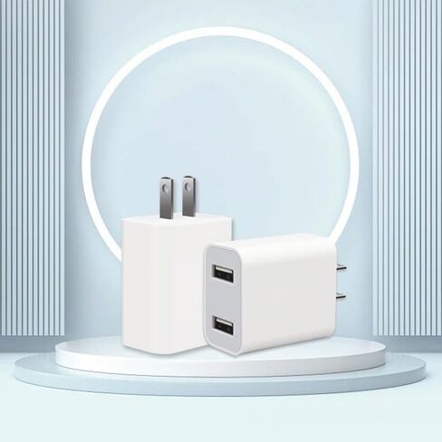 شاحن USB مزدوج مع كابل 1 متر A إلى C، شاحن حائط A+A، منافذ USB-A. متوافق مع هواتف iPhone 15/15Plus/15Pro/15ProMax/iPad Pro/iPad Air/Android in Saudi Arabia
