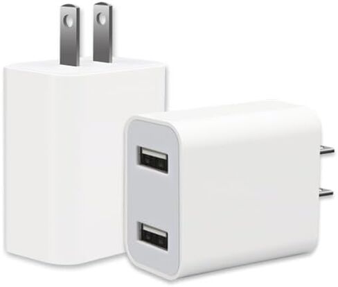 شاحن USB مزدوج مع كابل 1 متر A إلى C، شاحن حائط A+A، منافذ USB-A. متوافق مع هواتف iPhone 15/15Plus/15Pro/15ProMax/iPad Pro/iPad Air/Android in Saudi Arabia